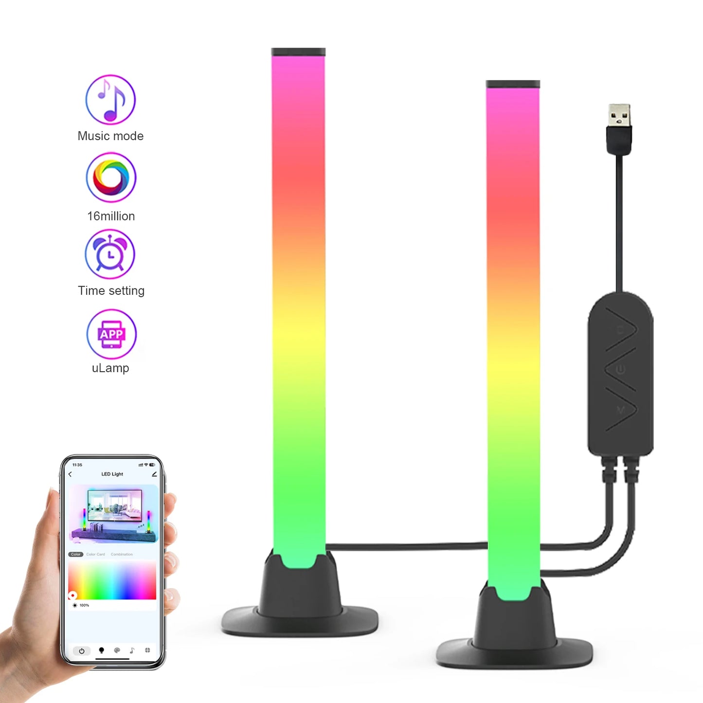 RGBIC Pickup Light Music Rhythm Lights Christmas Decoration LED Desktop Atmosphere Light Bar for Halloween Party