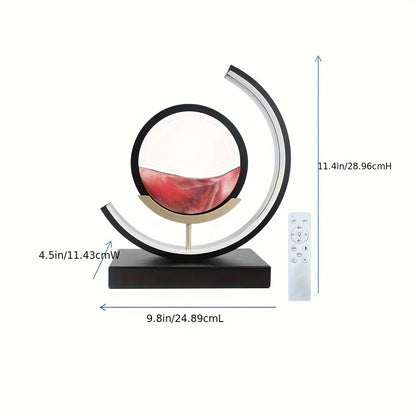 Moving Sand Art Picture in Motion, 3D Sand Lamp round Sand Picture Lamp 3 Colors Sand Art Light with Stand Relaxing Desktop