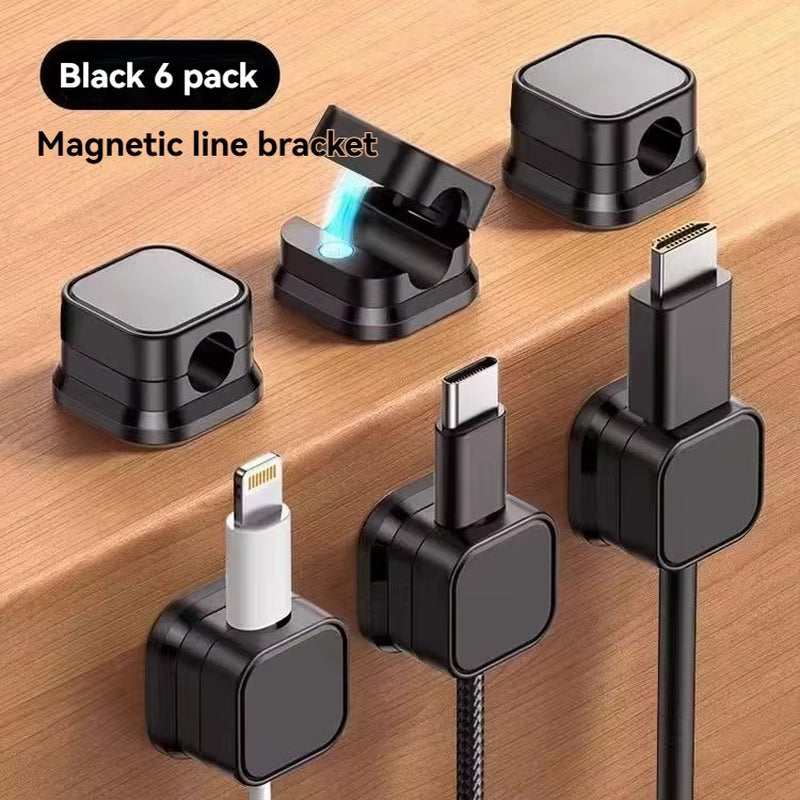 Magnetic Cable Organizer, Desktop Wall-Mounted Mobile Phone Data Cable Charging Storage Fixator, Cable Routing Clip, Plug Hook