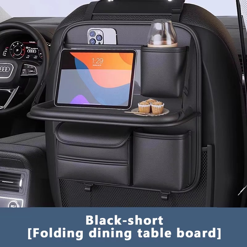 8 in 1 Car Seat Back Storage Bag with Foldable Tray Wear-Resistant Waterproof Car Back Seat Organizer Tissue/Cup Holder