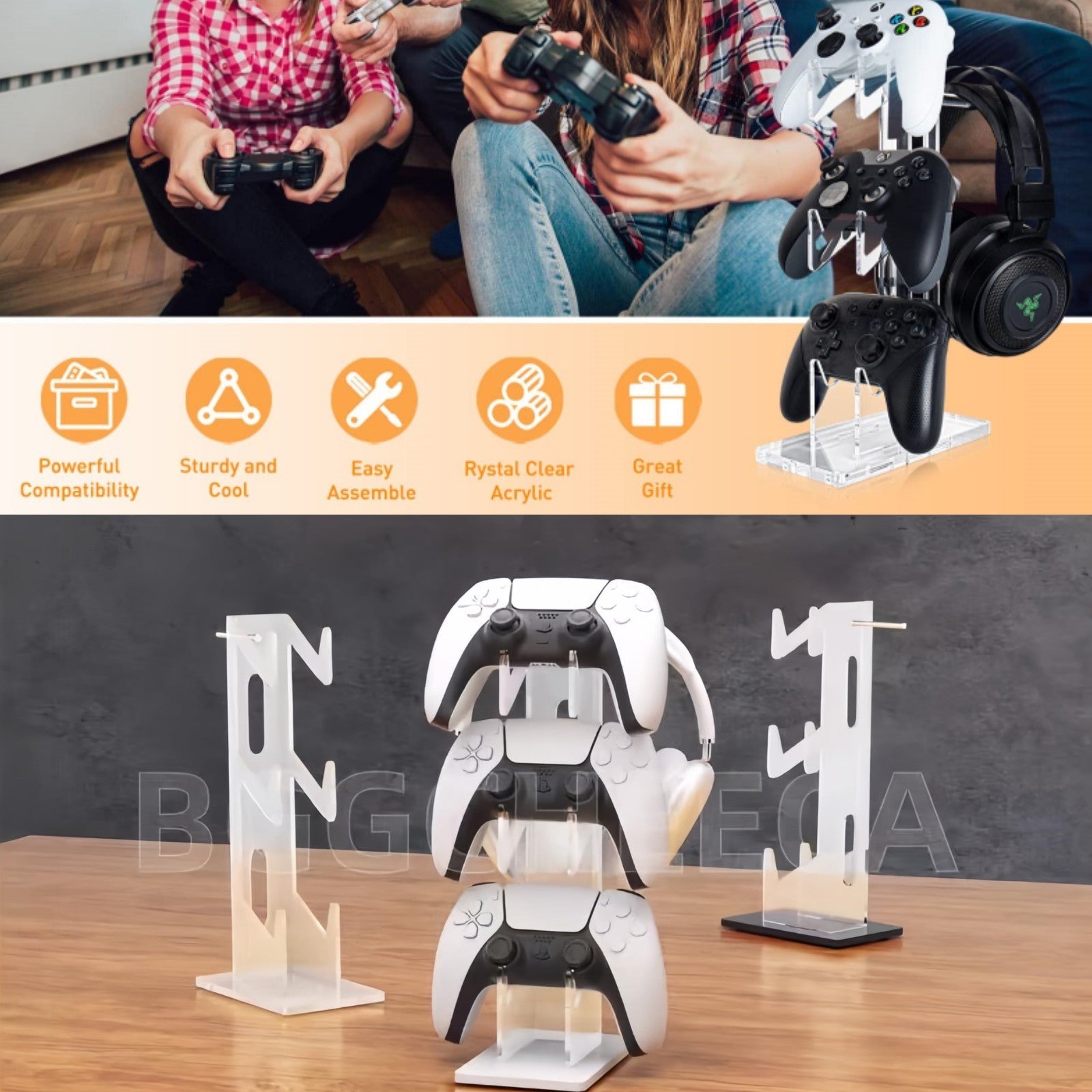 3-Tier Universal Controller Holder for Xbox Gaming Headset Switch,Nintend