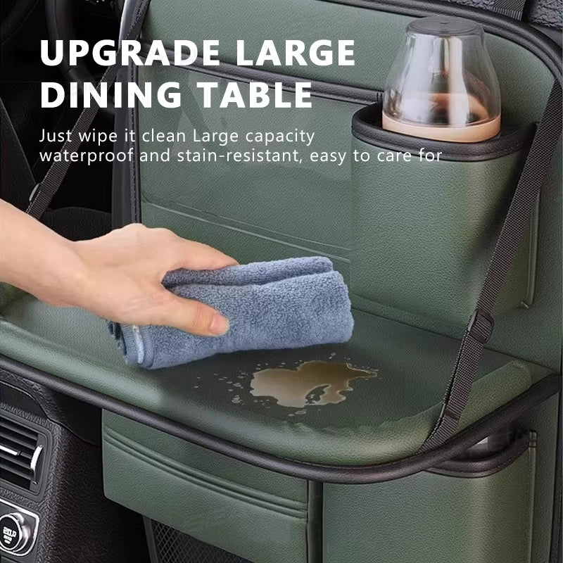8 in 1 Car Seat Back Storage Bag with Foldable Tray Wear-Resistant Waterproof Car Back Seat Organizer Tissue/Cup Holder