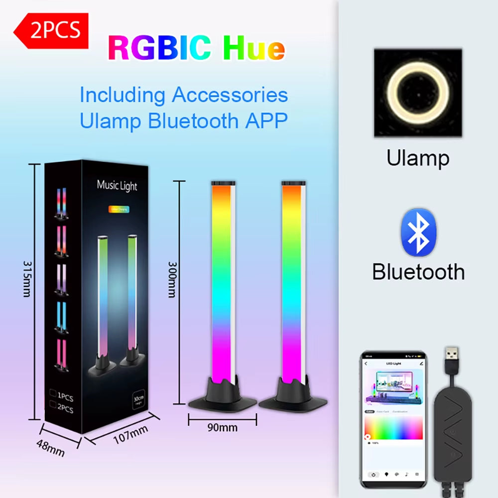 RGBIC Pickup Light Music Rhythm Lights Christmas Decoration LED Desktop Atmosphere Light Bar for Halloween Party
