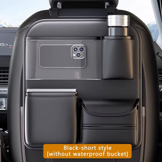 8 in 1 Car Seat Back Storage Bag with Foldable Tray Wear-Resistant Waterproof Car Back Seat Organizer Tissue/Cup Holder