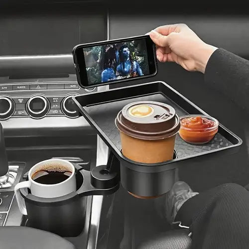 Car Cup Holder Tray with Adjustable Food Table