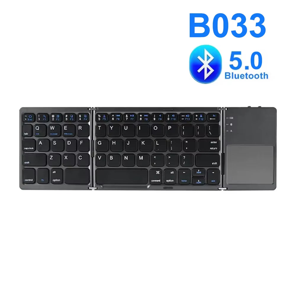 Bluetooth 5.0 Keyboard TriFold Keyboard Mini Keyboard with Touchpad Rechargeable Wireless Keyboard for Windows Android Ios