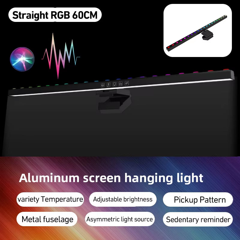 Computer Monitor Light Bar RGB Music Rhythm Screen Hanging Lights Dimming Desk Lamp Reading Gaming Table Lighting