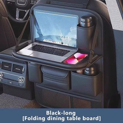 8 in 1 Car Seat Back Storage Bag with Foldable Tray Wear-Resistant Waterproof Car Back Seat Organizer Tissue/Cup Holder
