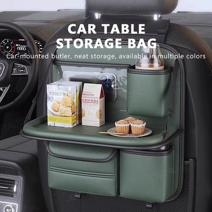 8 in 1 Car Seat Back Storage Bag with Foldable Tray Wear-Resistant Waterproof Car Back Seat Organizer Tissue/Cup Holder