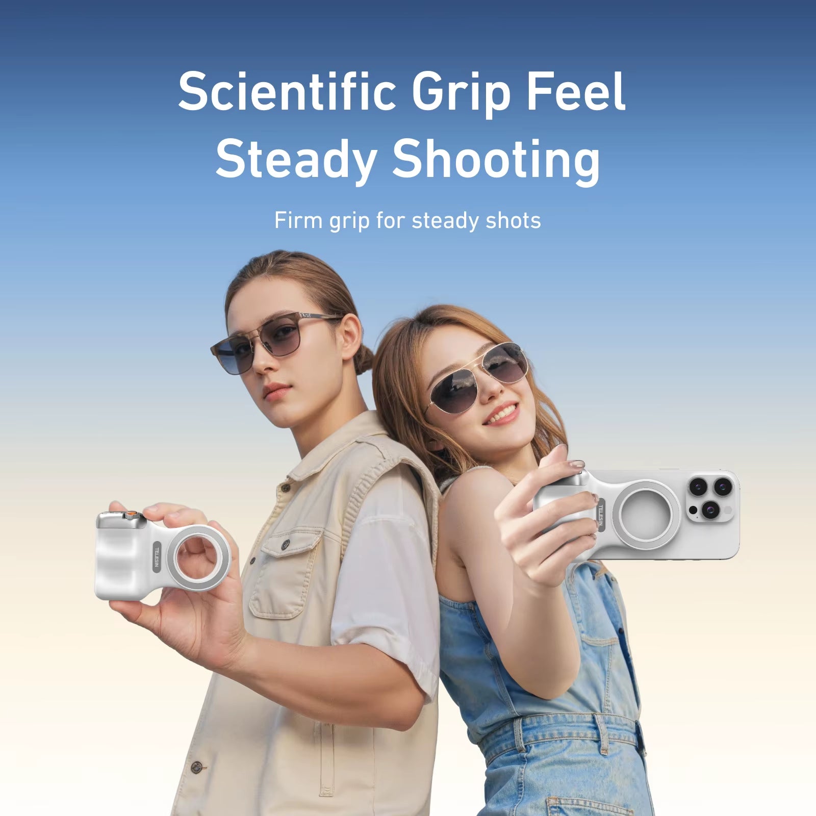 TELESIN Magnetic Phone Camera Shoot Hand Grip Phone Holder Shooting Aid Remote Control Handle for Iphone HUAWEI SAMSUNG Phone