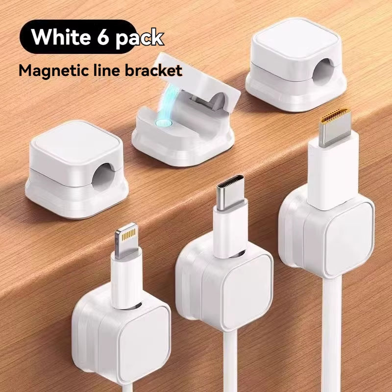 Magnetic Cable Organizer, Desktop Wall-Mounted Mobile Phone Data Cable Charging Storage Fixator, Cable Routing Clip, Plug Hook