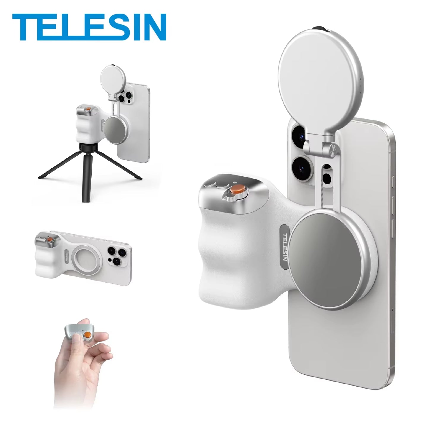 TELESIN Magnetic Phone Camera Shoot Hand Grip Phone Holder Shooting Aid Remote Control Handle for Iphone HUAWEI SAMSUNG Phone